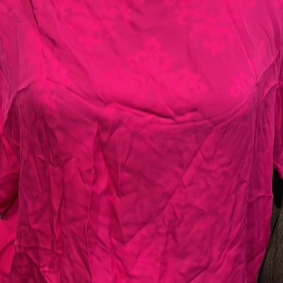 CHRISTINE ALCALAY 100%Silk Loose Fit Pink/Fuchsia Short Sleeve Blouse Size Small - Picture 2 of 8